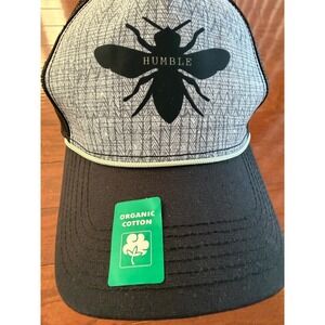 "BEE HUMBLE" Womens Trucker Hat Mesh Back Snapback Black Organic Cotton OSFA Cap